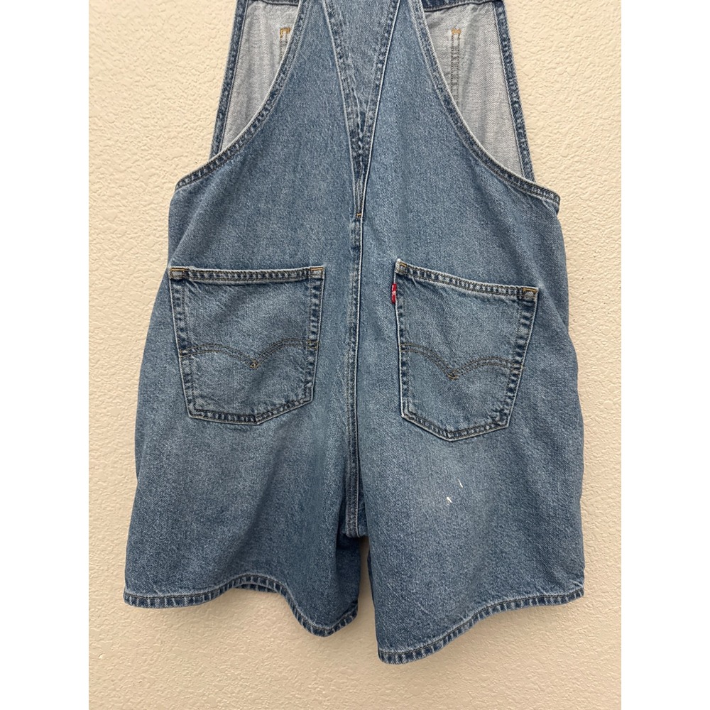 Levi's Womens Medium Denim Shortalls Blue Bib Overall Shorts Adjustable Cotton - Picture 9 of 14